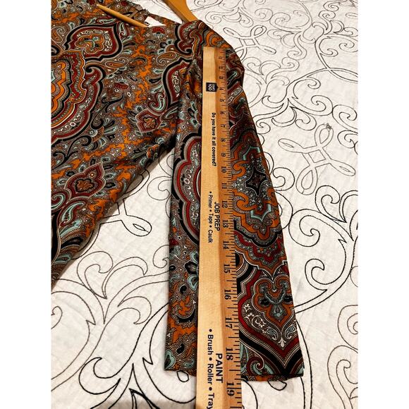 J. Crew Silk Dress Sz 0 Brown Tan Black 3/4 Sleeves Pockets Zip Up Shift Pattern - Picture 8 of 8